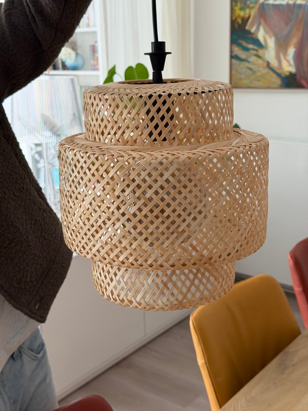 Bamboe hanglamp - Natuurlijke en sfeervolle verlichting, Ophalen, Zo goed als nieuw, Natuurlijk materiaal, E27 (groot)