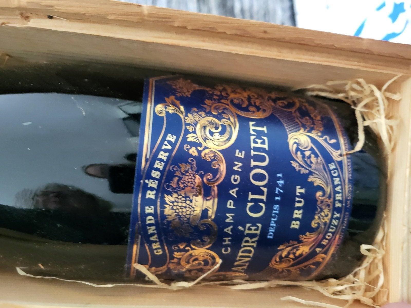 André Clouet Brut Champagne 1.5L in houten kist, Ophalen of Verzenden, Nieuw, Frankrijk, Champagne