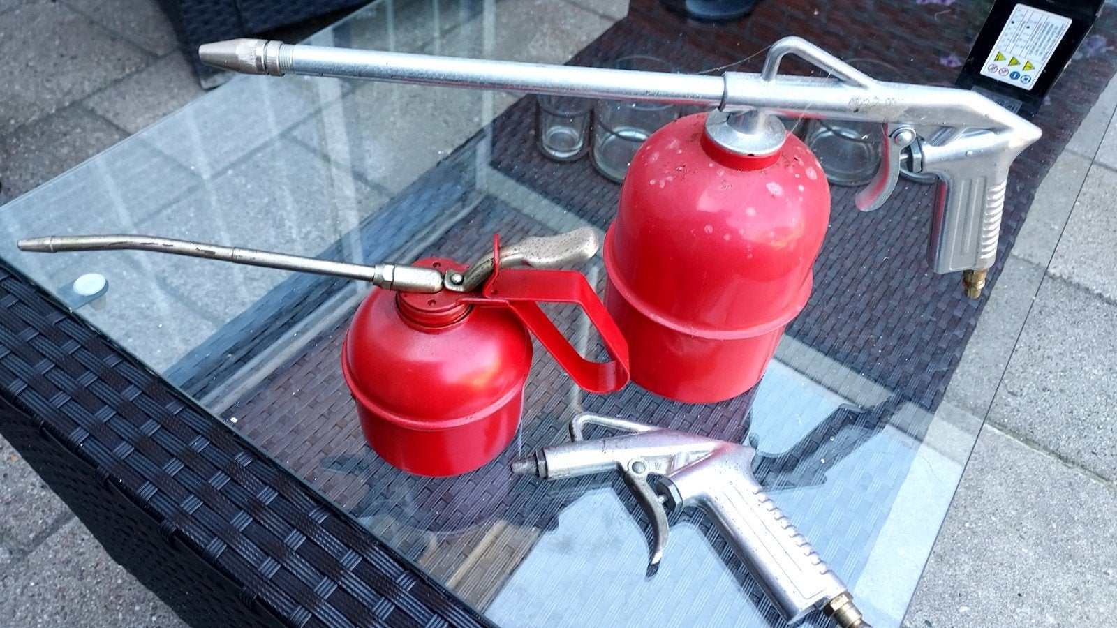 Oliepompjes en blaaspistool voor compressor, Doe-het-zelf en Verbouw, Compressors, Ophalen, Gebruikt