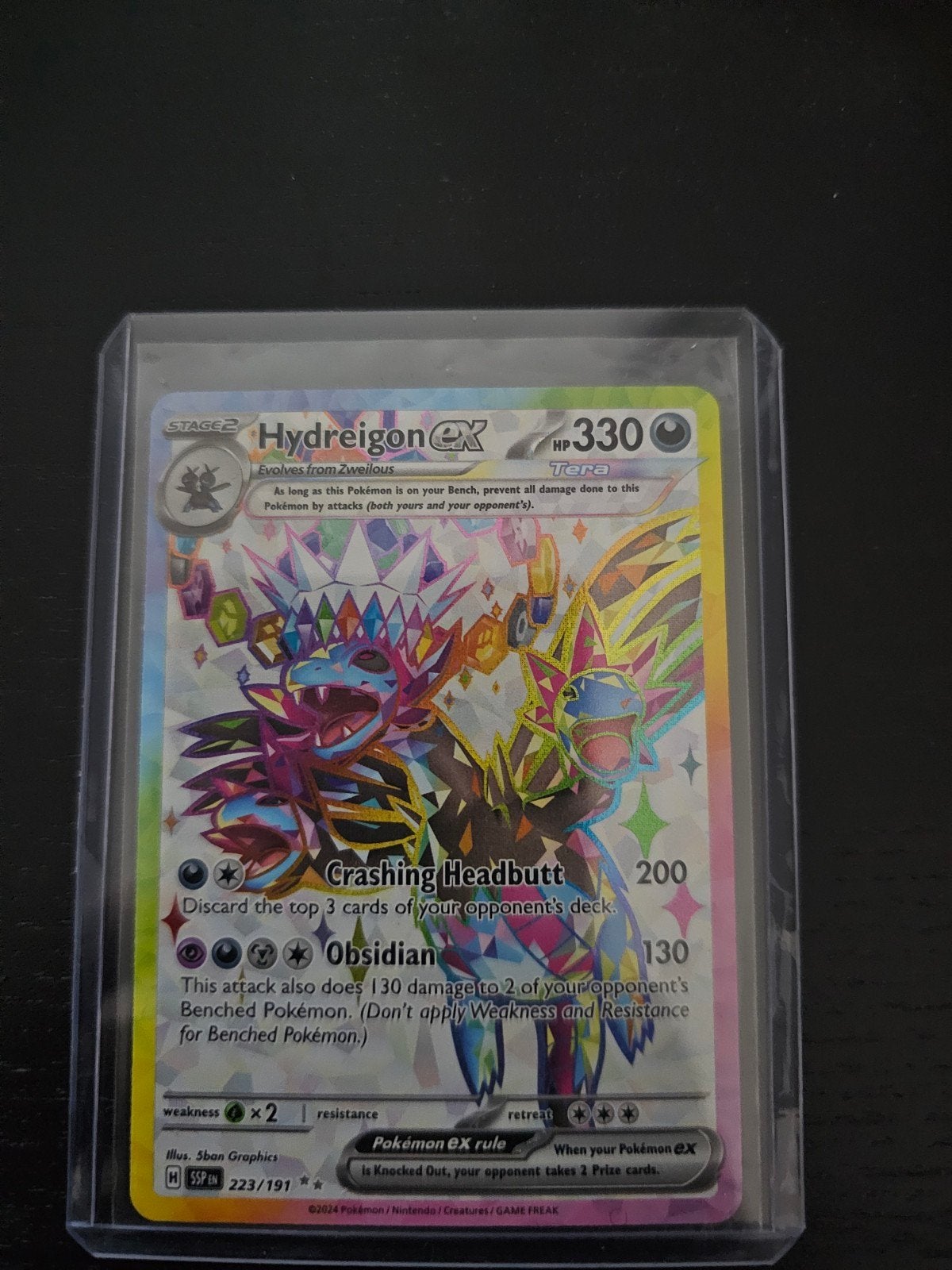 Hydreigon ex 223/191 Obsidian Flames Pokémon kaart, Ophalen, Zo goed als nieuw, Losse kaart