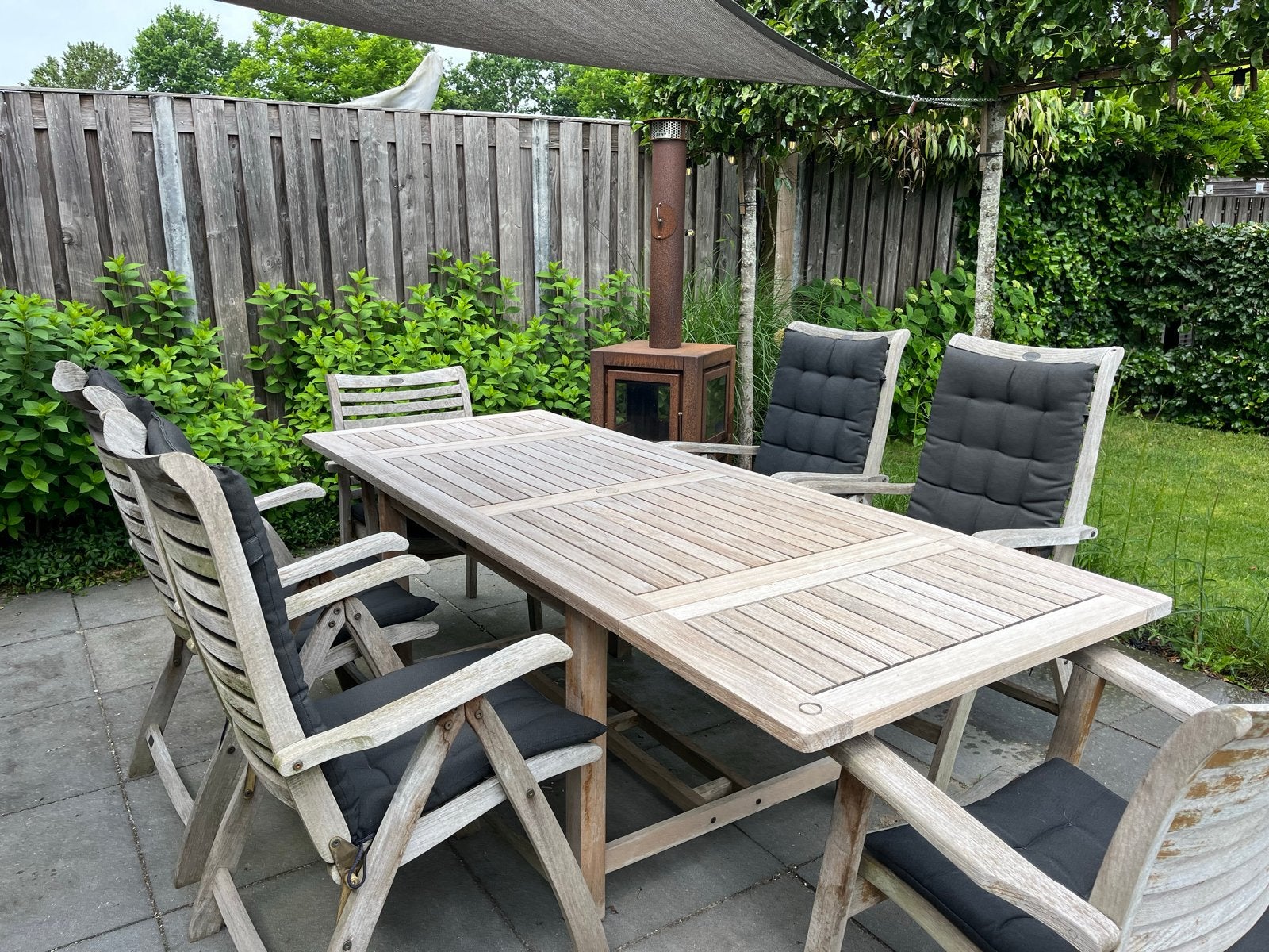 Hartman Teakhouten Tuinset met 6 Stoelen, Ophalen, Gebruikt, Eettafel, 6 zitplaatsen