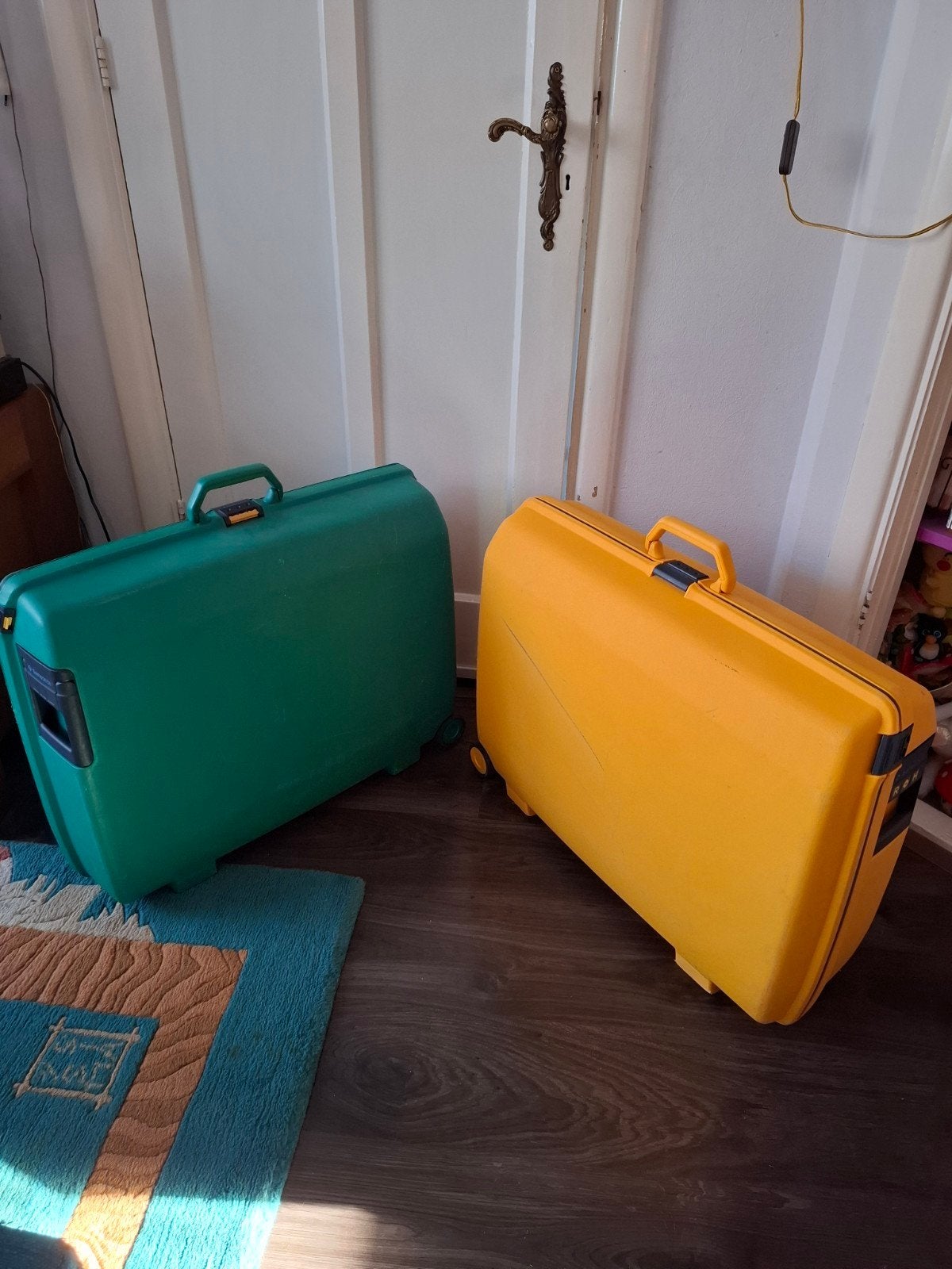 Set grote Samsonite Oyster hardshell koffers (geel/groen), Sieraden, Tassen en Uiterlijk, Koffers, Ophalen, Gebruikt, Hard kunststof