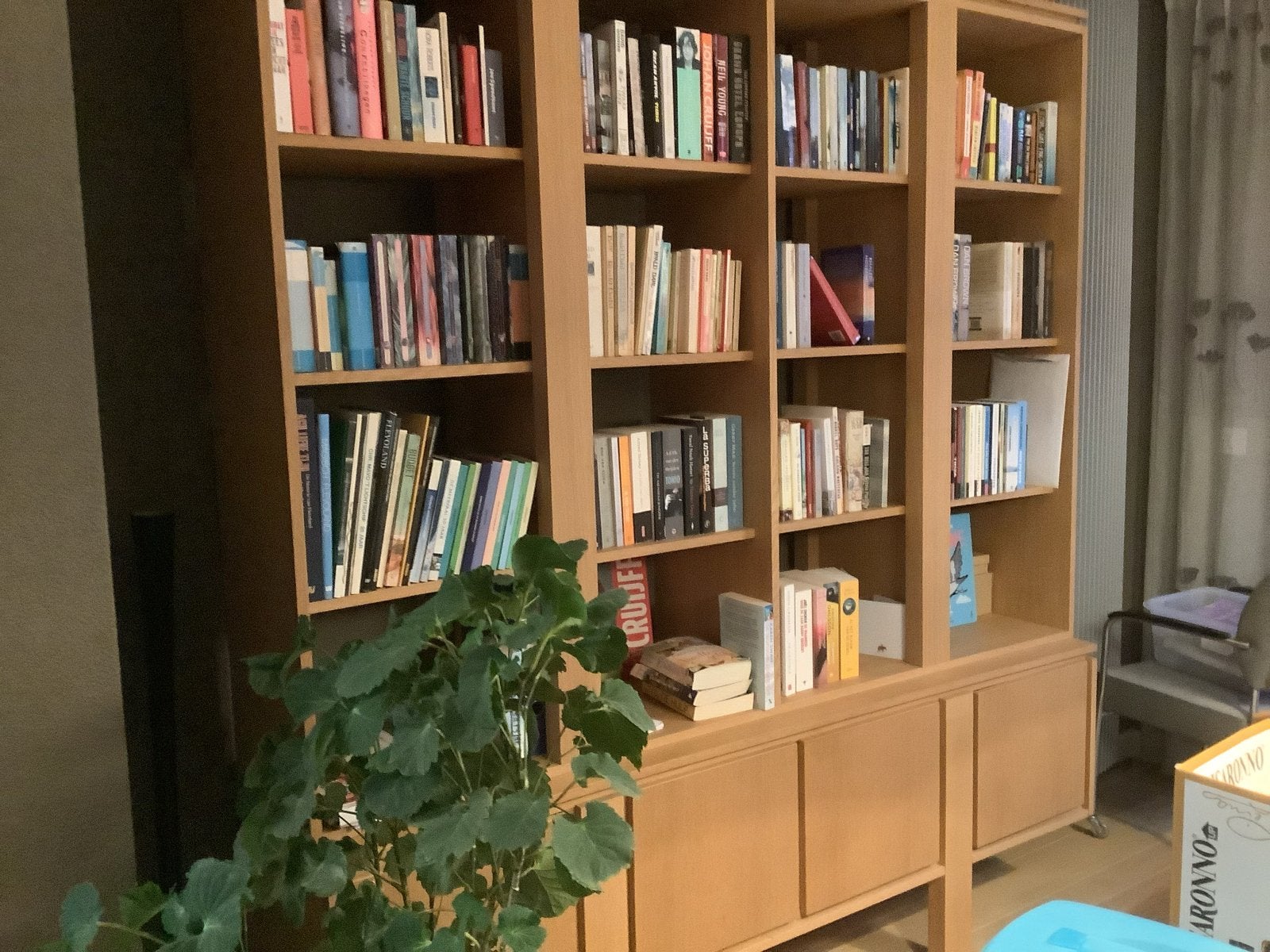Eiken roomdivider met open en dichte kasten, Ophalen, Gebruikt, 200 cm of meer, Eikenhout
