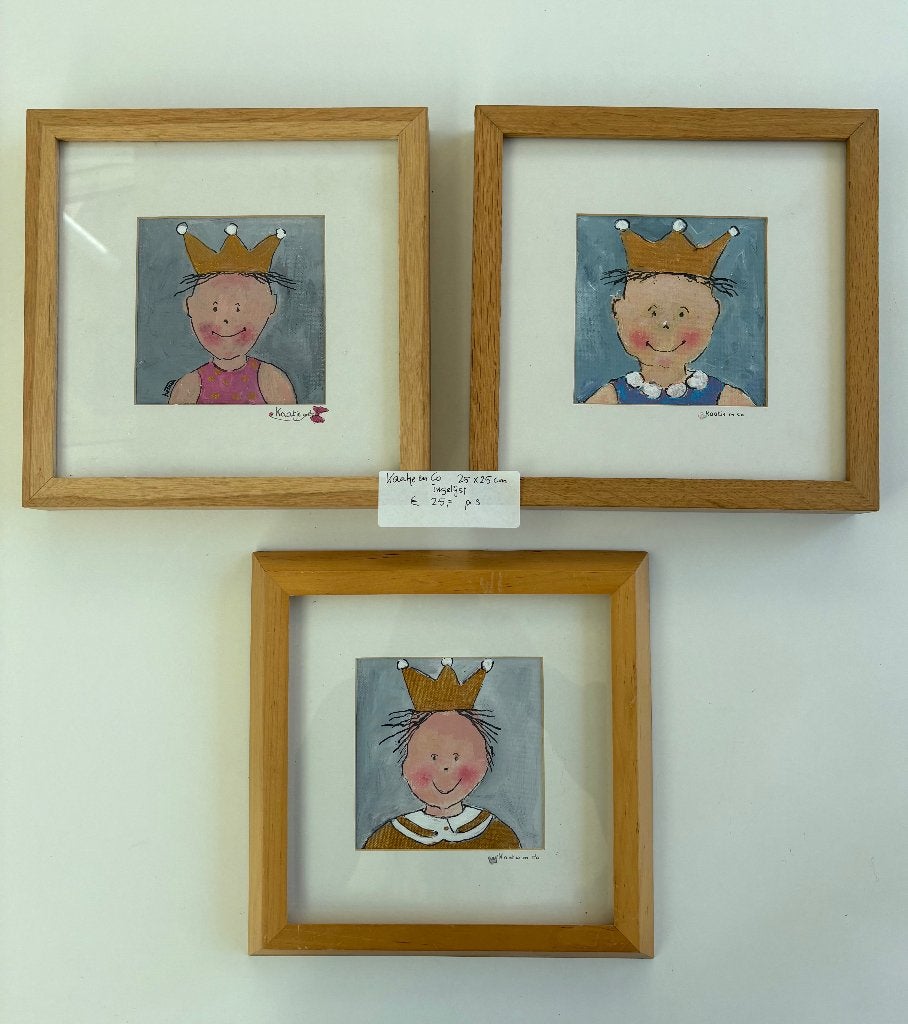 VROLIJKE SCHILDERIJEN VERSCHILLENDE FORMATEN, Ophalen of Verzenden, Zo goed als nieuw, Minder dan 50 cm, Schilderij