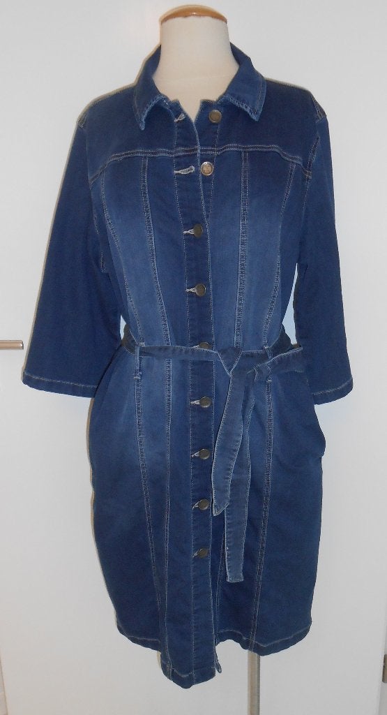 Geisha spijkerjurk mt 44 (2XL), Kleding | Dames, Jurken, Geisha, Blauw, Maat 42/44 (L), Ophalen of Verzenden