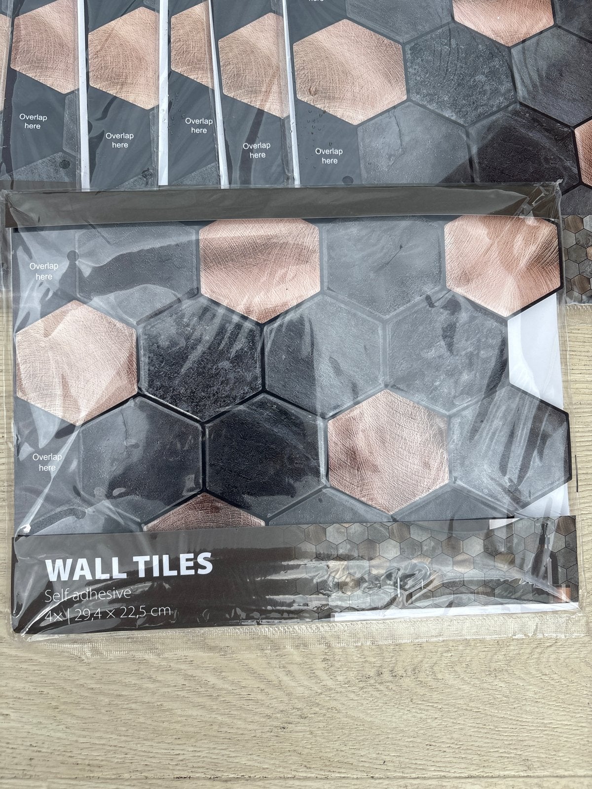 8x Zelfklevende Wandtegels Zwart/Koper Hexagon, Doe-het-zelf en Verbouw, Tegels, Overige materialen, Wandtegels, Nieuw, Ophalen of Verzenden