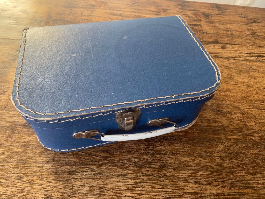Vintage, brocante speelgoed koffertje blauw, Ophalen of Verzenden