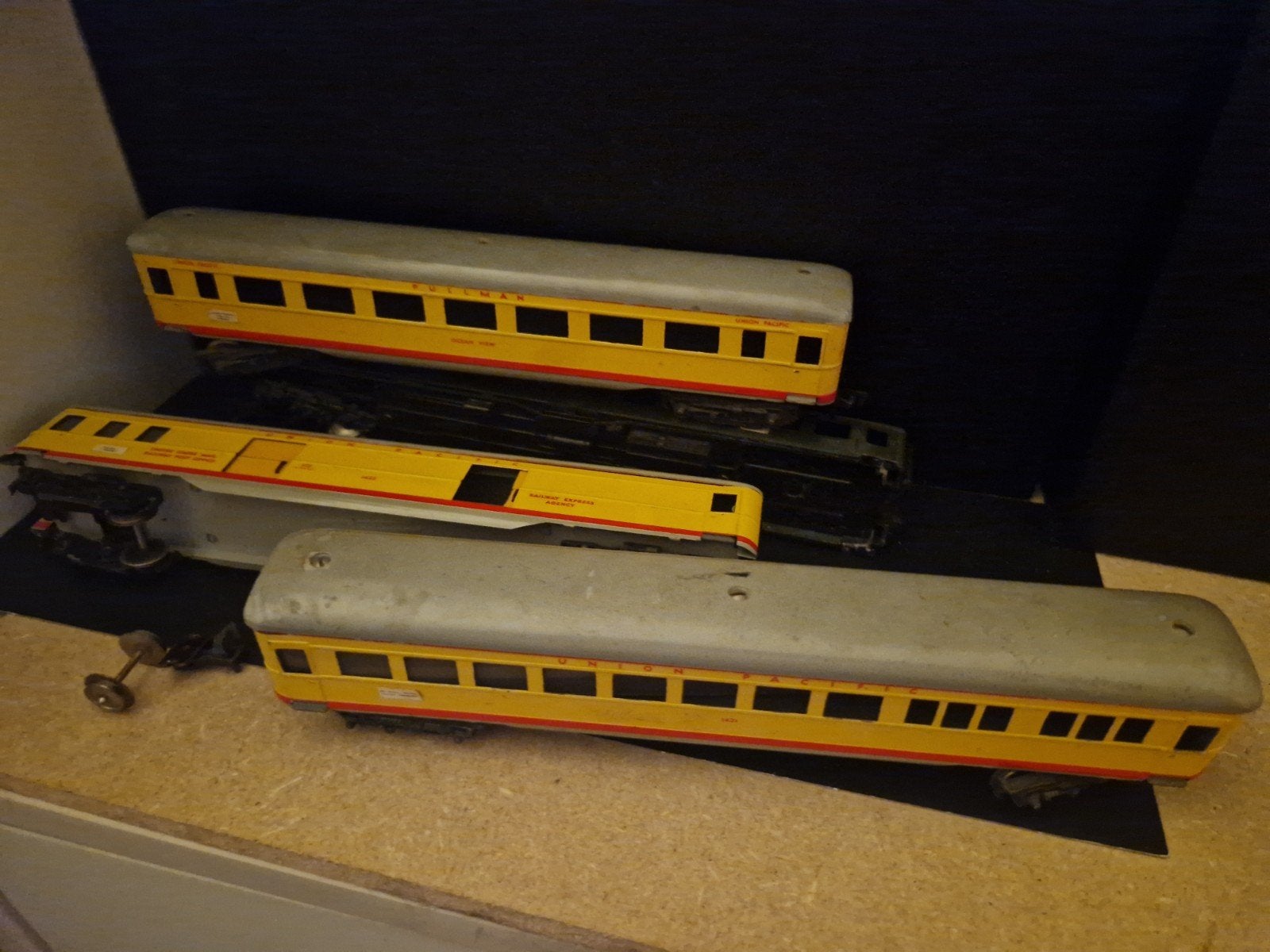 Vintage Lima Union Pacific Pullman Wagons (3 stuks), Gebruikt, Gelijkstroom, Wagon, Ophalen of Verzenden
