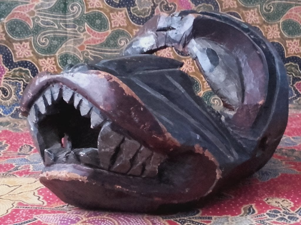 Mooi origineel oud leeuwenmasker uit Afrika 20 cm., Hout, Afrika, Masker, Ophalen of Verzenden