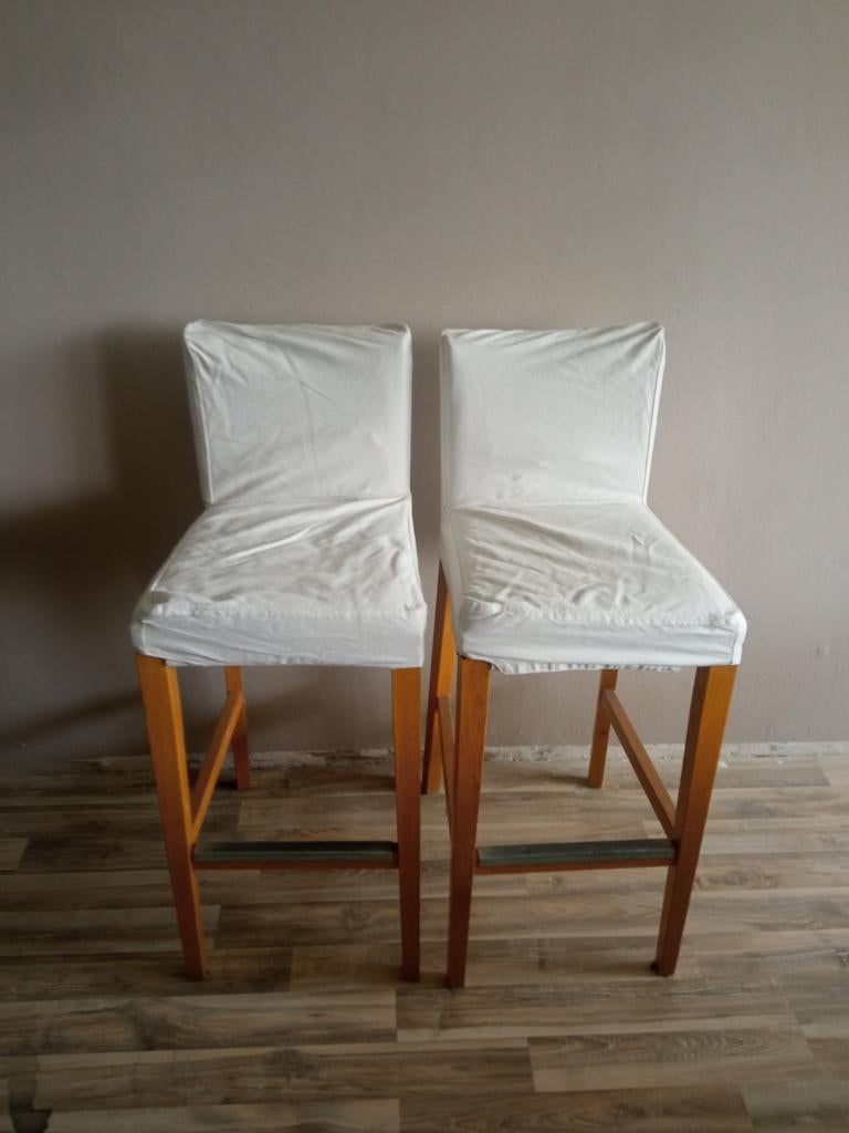 2x IKEA HENRIKSDAL barkrukken wit, Ophalen, Gebruikt, 60 tot 90 cm, Hout