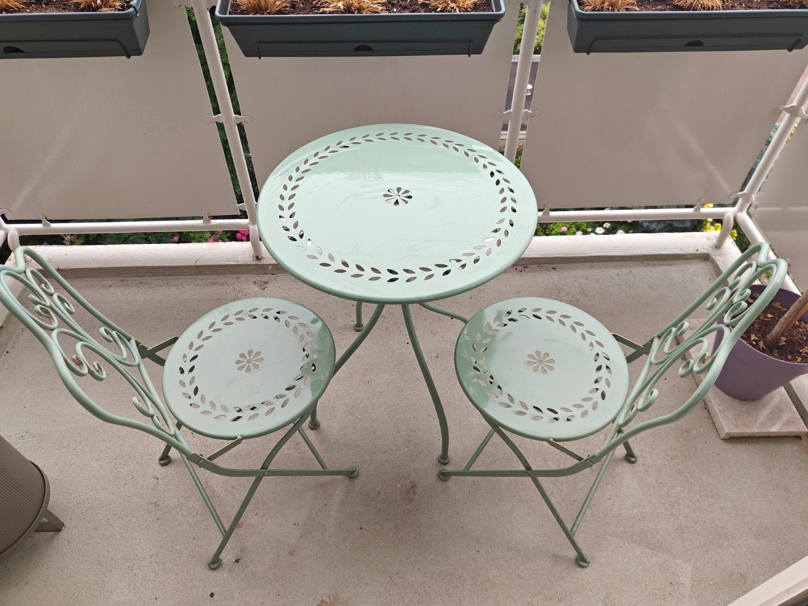 Balcony/Garden Green Table & Chairs, Ophalen, Overige materialen, 2 zitplaatsen