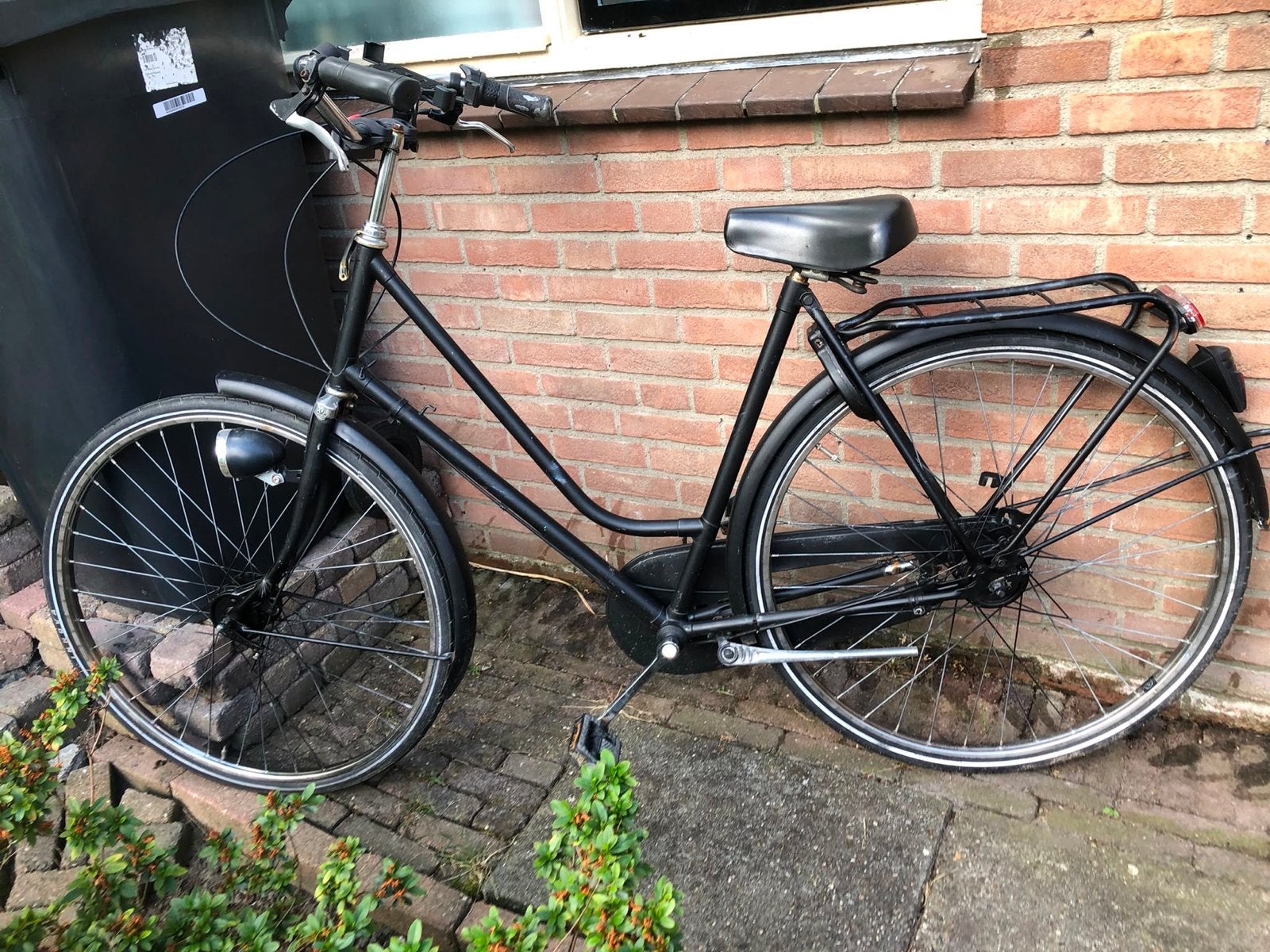 Zwarte stadsfiets met handrem, Ophalen, Terugtraprem, Gebruikt, 50 tot 53 cm