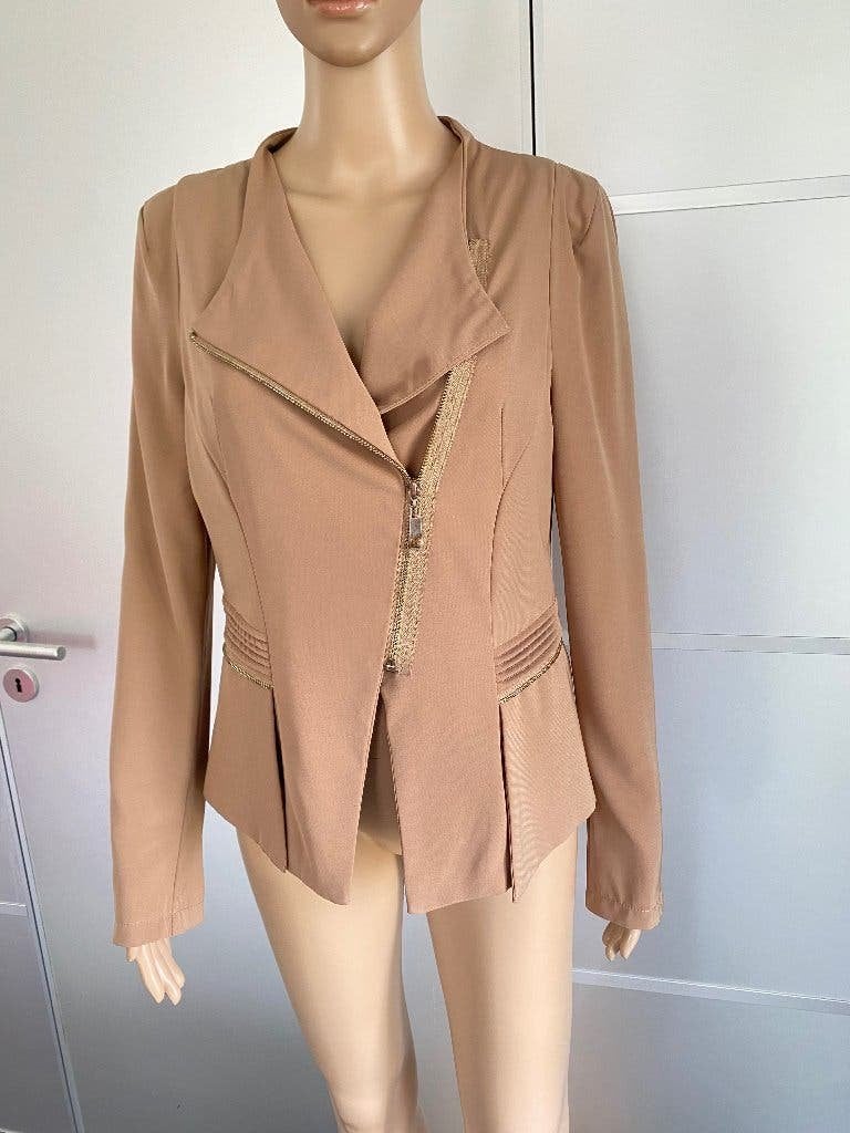 K237 jasje maat 38=M blazer colbert bruin/beige Drole de Cop, Maat 38/40 (M), Beige, Ophalen of Verzenden, Zo goed als nieuw