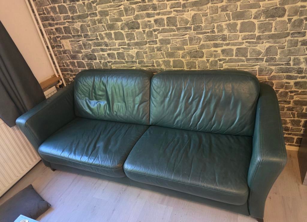 Groene bank gratis, Huis en Inrichting, Banken | Bankstellen, Ophalen, Gebruikt, 75 tot 100 cm, Rechte bank
