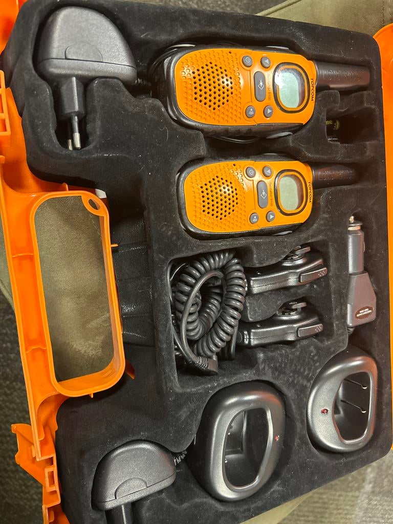 Topcom Walkie-Talkie Set - Oranje, Ophalen, Gebruikt, Portofoon of Walkie-talkie, Met broekklem