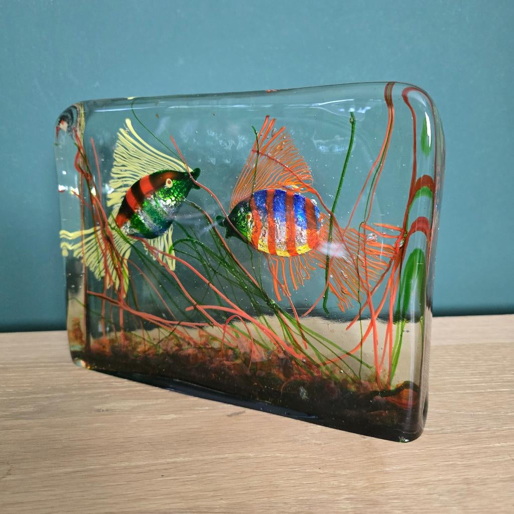 Murano glazen aquarium, vissen, 18 cm hoog, 5,5 kg Italiaans, Antiek en Kunst, Ophalen of Verzenden