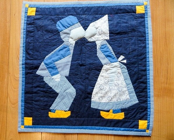 Hollands kusje - Quilt, 55 cm, Textiel, Ophalen of Verzenden, Blauw