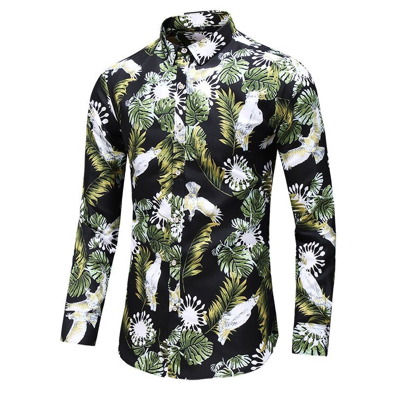 Zwart overhemd met bladeren (heren mannen bloemen planten), Verzenden, Nieuw, Zwart, Overige halswijdtes