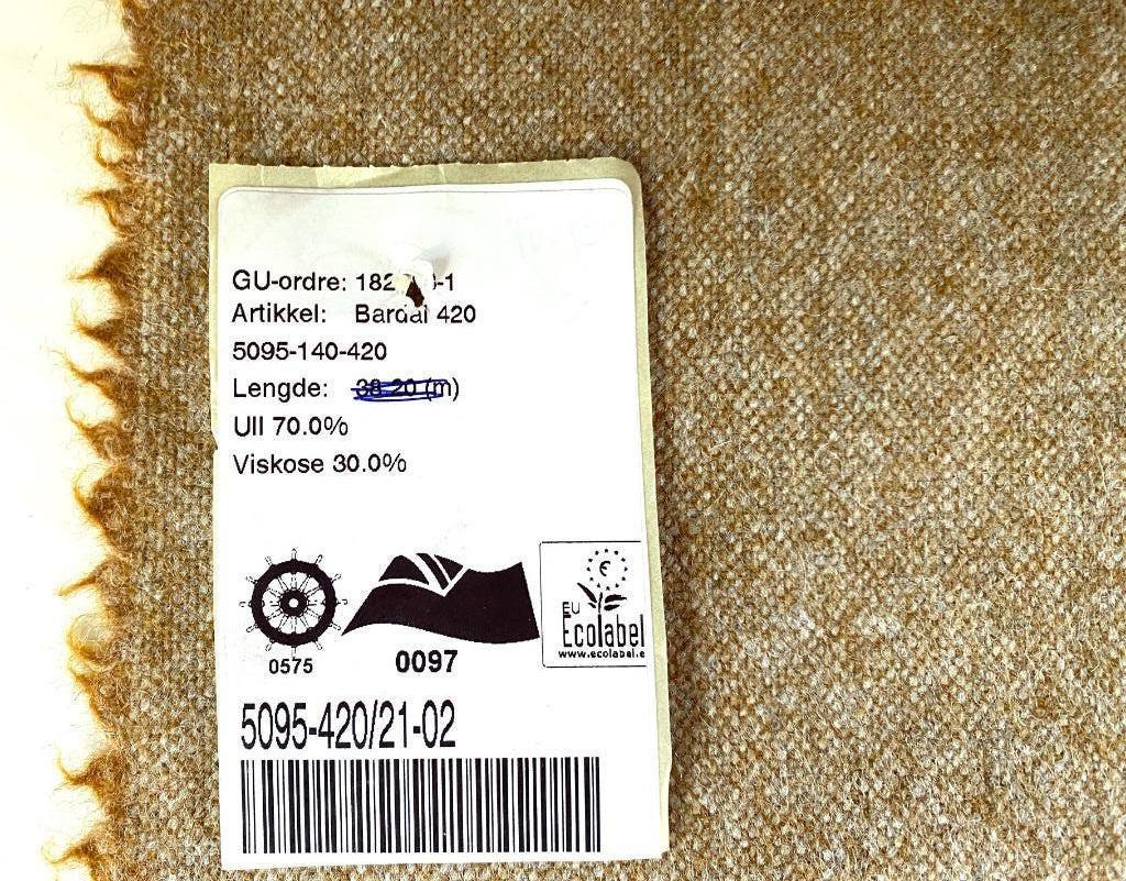 Gudbrandsdalens Bardal 420 camel/beige; 2,4 meter meubelstof, Wol, 120 cm of meer, Beige, Ophalen of Verzenden