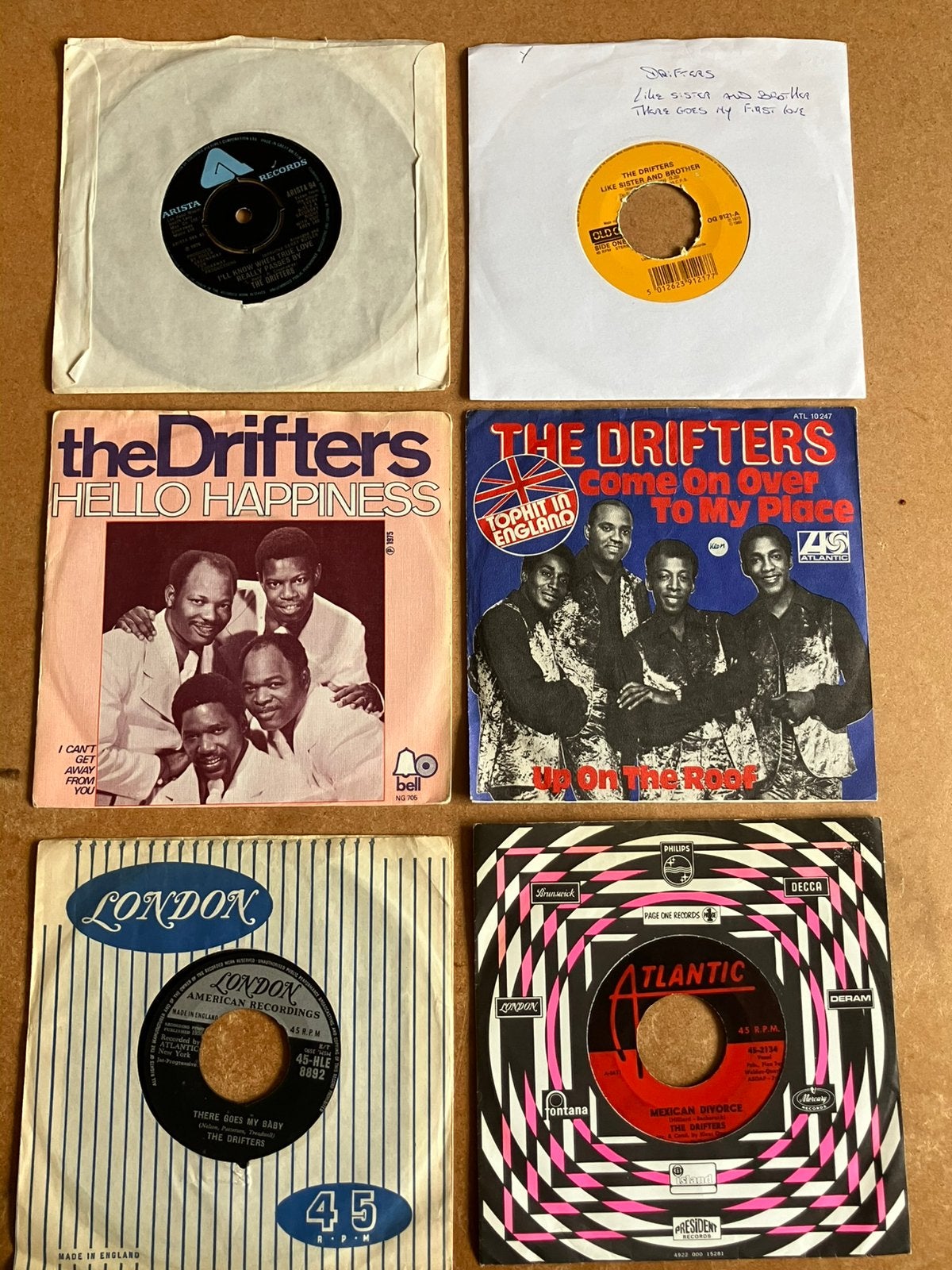 6 singles The Drifters, Gebruikt, Verzenden, 7 inch, Pop