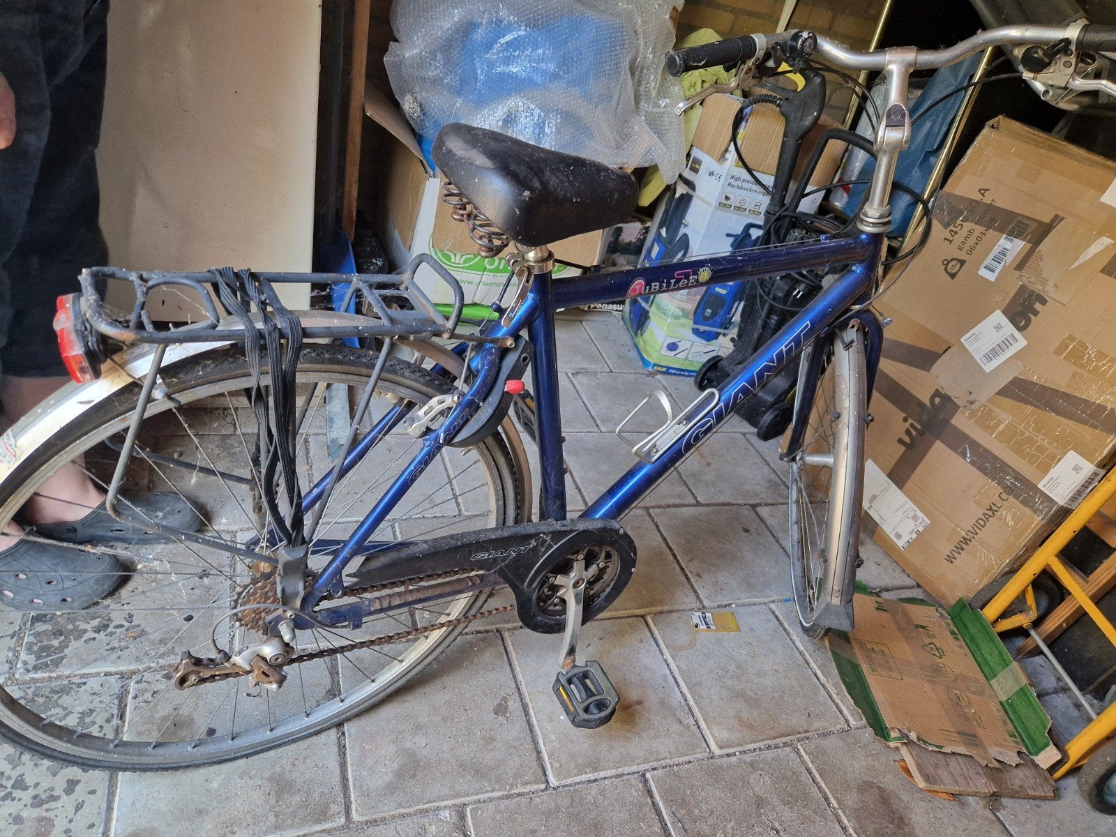 Giant fiets, blauw, met versnellingen, Gebruikt, Velgrem, Versnellingen, 53 tot 57 cm