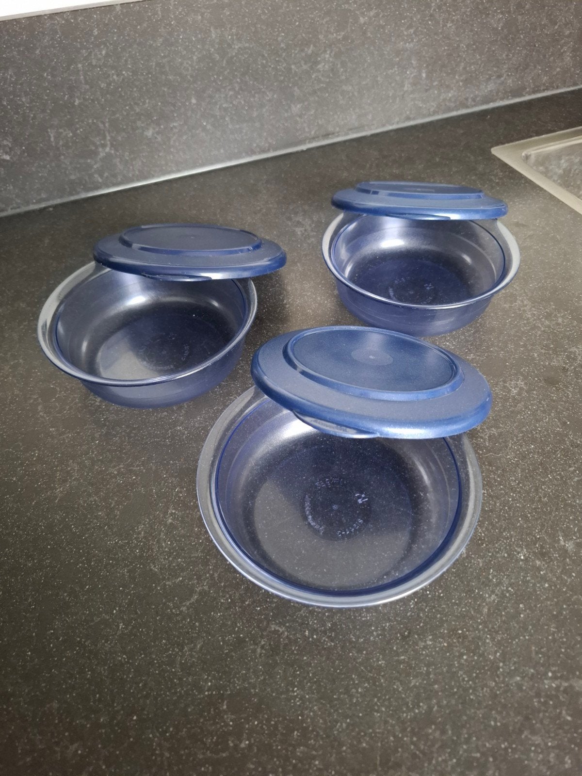 Set van 3 kleine schaaltjes met deksel, Ophalen of Verzenden, Gebruikt, Blauw, Schaal