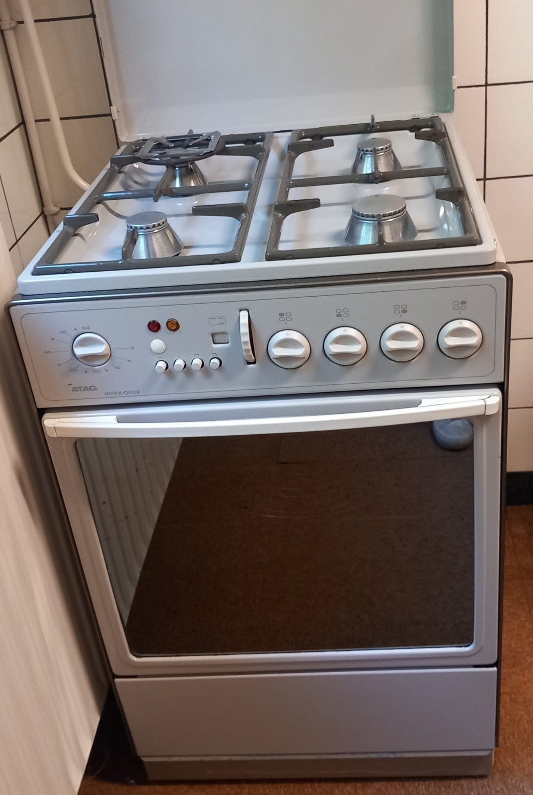 ATAG Infra-Oven gasfornuis met 4 kookzones en oven, Witgoed en Apparatuur, Fornuizen, Ophalen, Gebruikt, Hete lucht, 4 kookzones