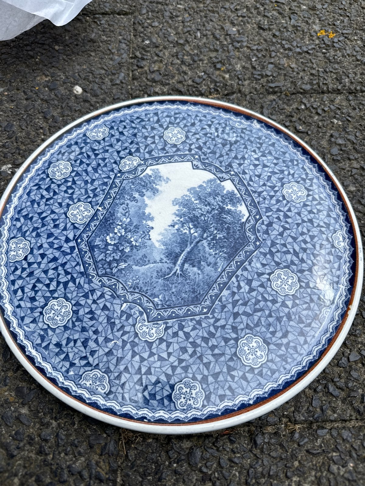 Delfts Blauw dienblad met 5 bekers - Boslandschap, Antiek en Kunst, Ophalen of Verzenden