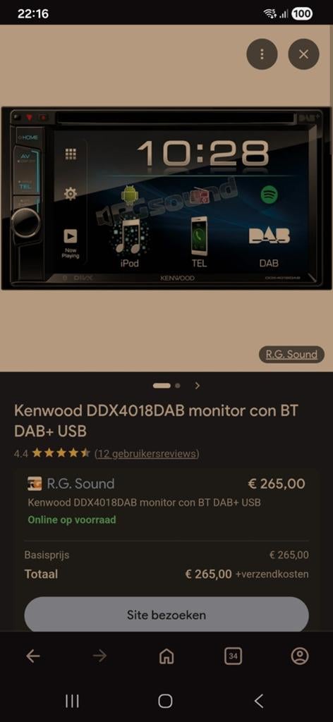 Kenwood DDX4018DAB monitor met defect plastic raampje, Ophalen of Verzenden, Gebruikt