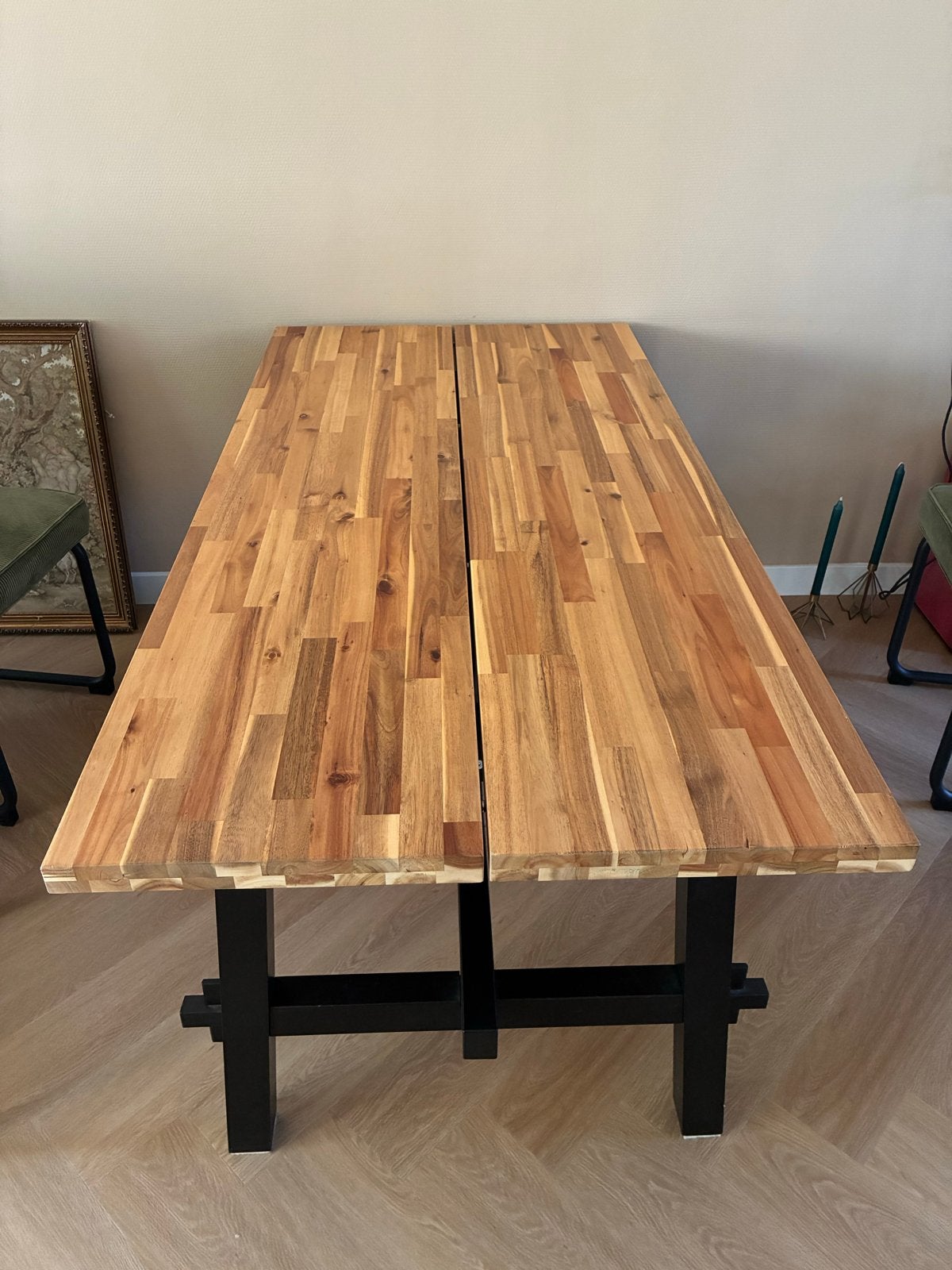 Houten eettafel, Ophalen, Gebruikt, 50 tot 100 cm, 150 tot 200 cm