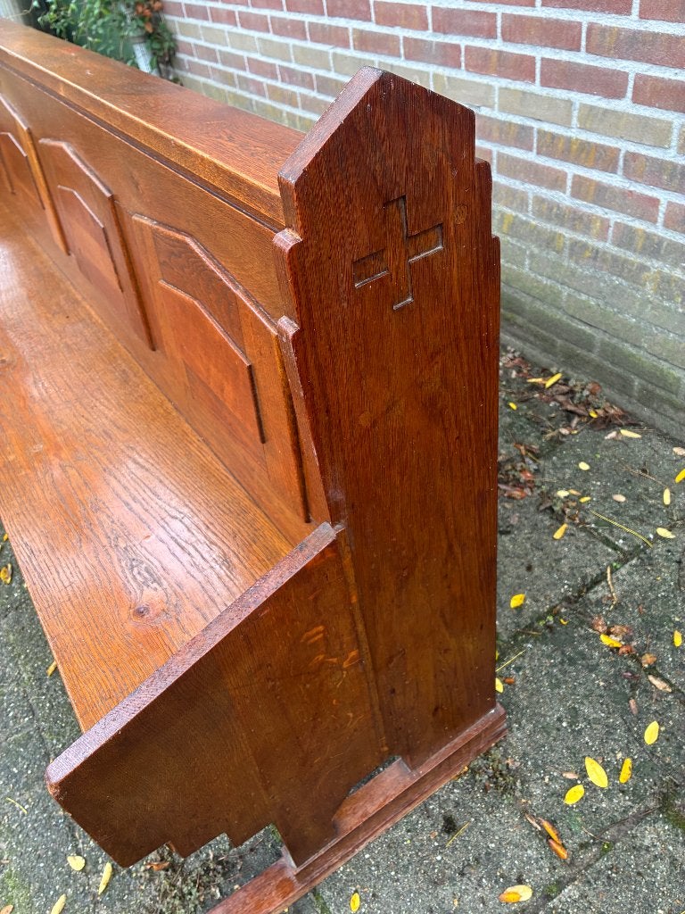 Prachtige Antieke houten Kerkbank, Ophalen