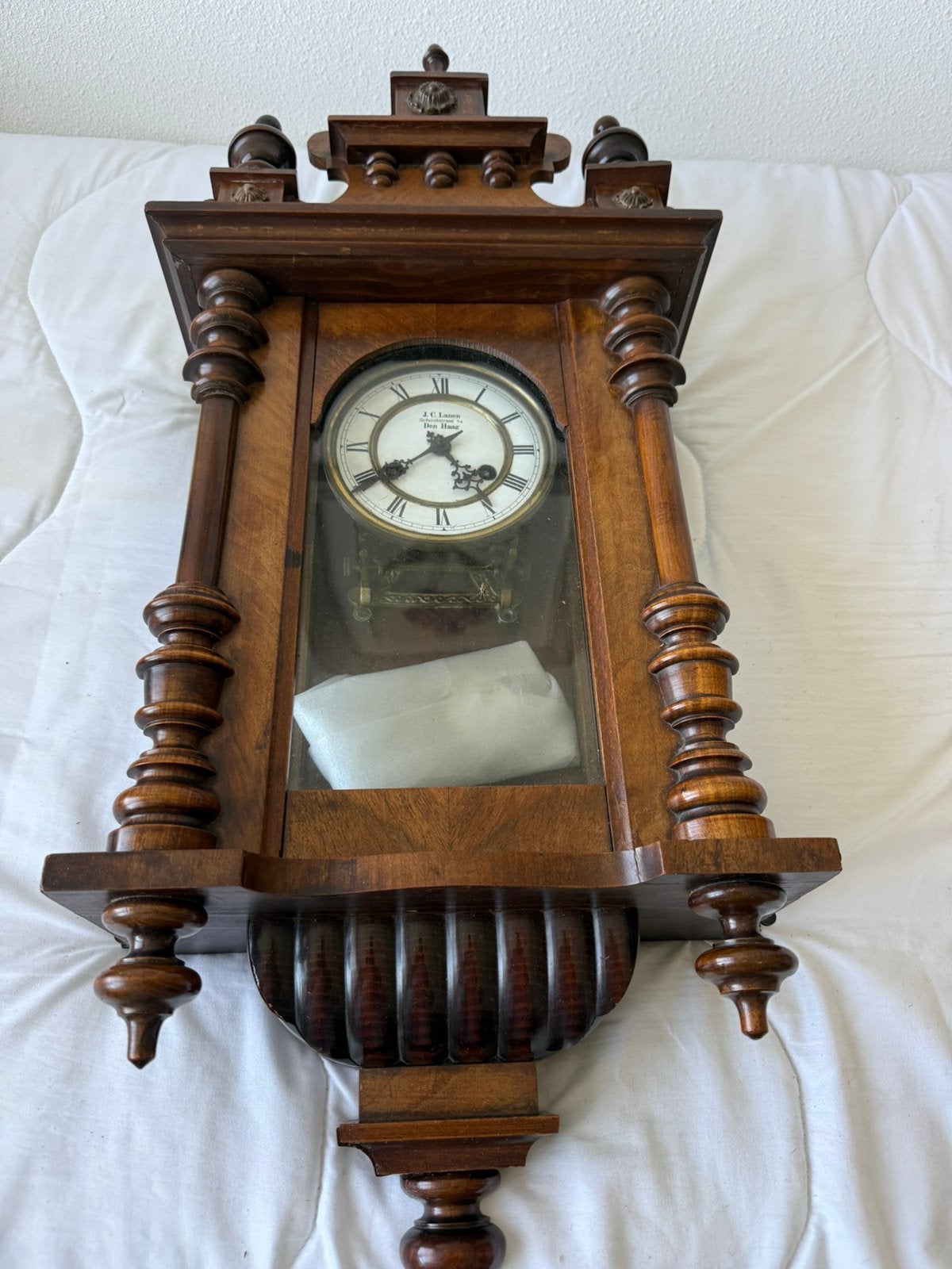 Antieke wandklok regulateur – J.C. Lanen Den Haag, Ophalen