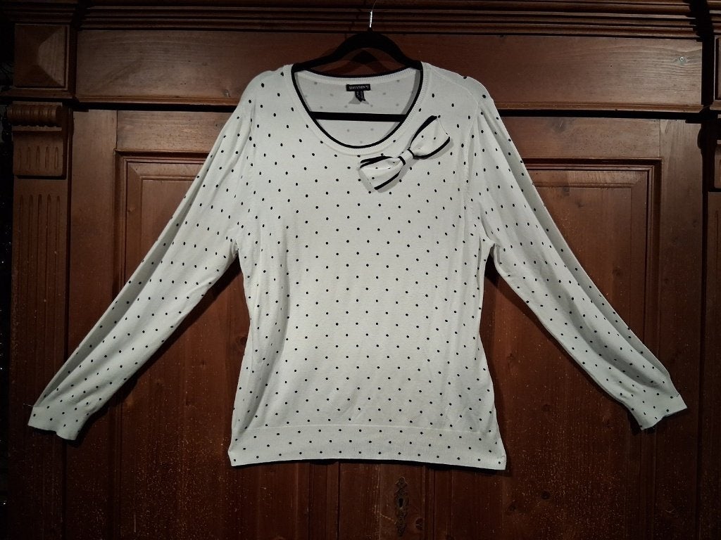 Truitje wit zwarte stippen strik XL Question, Wit, Maat 46/48 (XL) of groter, Ophalen of Verzenden, Zo goed als nieuw