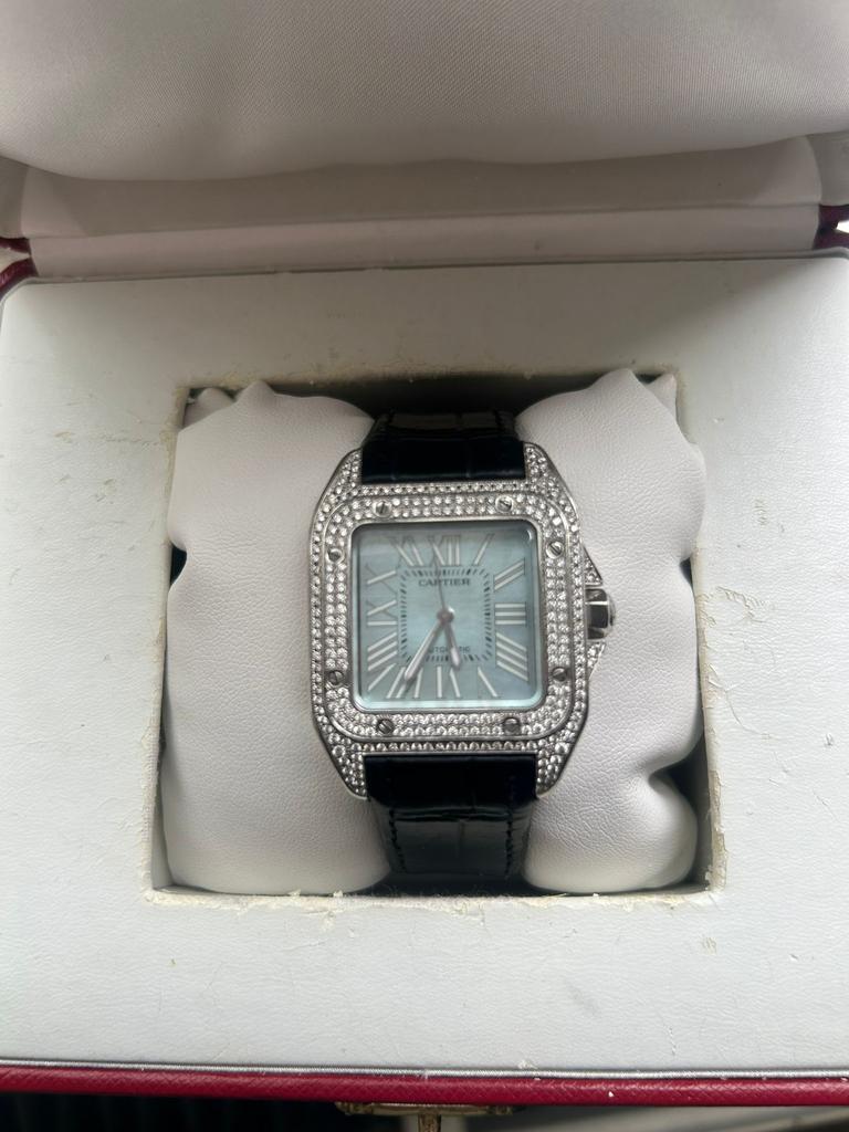 Cartier Santos 100 Medium, Ophalen, Zo goed als nieuw, Staal, Overige merken