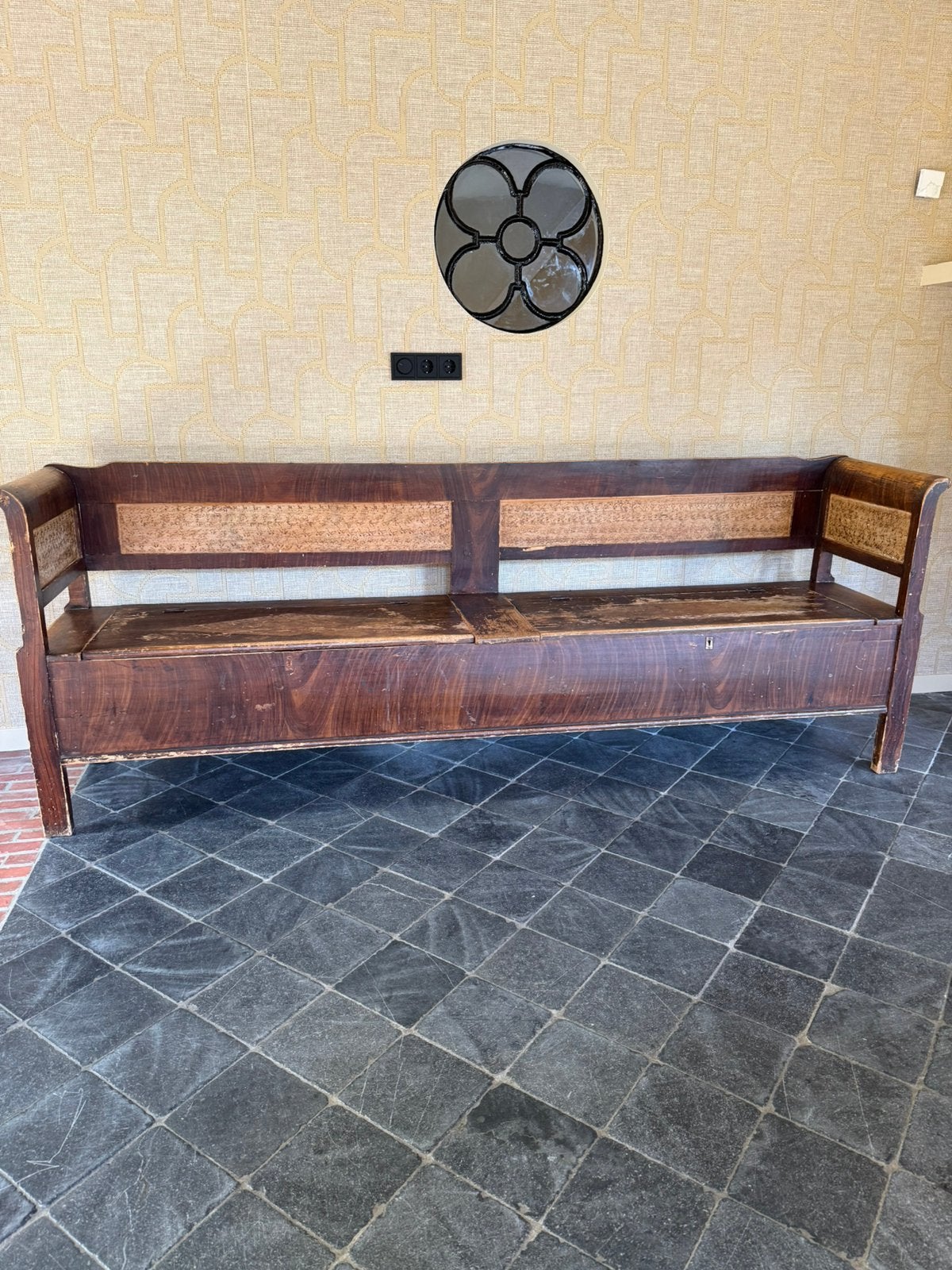 Vintage Roemeense kerkbank 250cm, Ophalen
