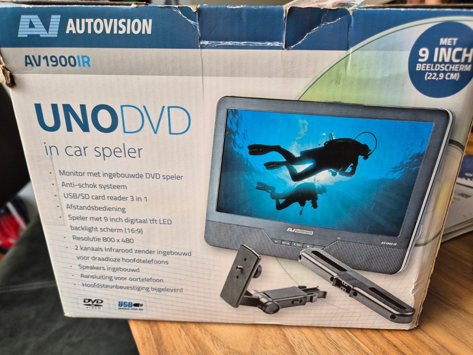 2x Autovision UNO DVD AV1900IR 9 inch DVD speler, Gebruikt, Draagbaar, Ophalen of Verzenden, Overige merken