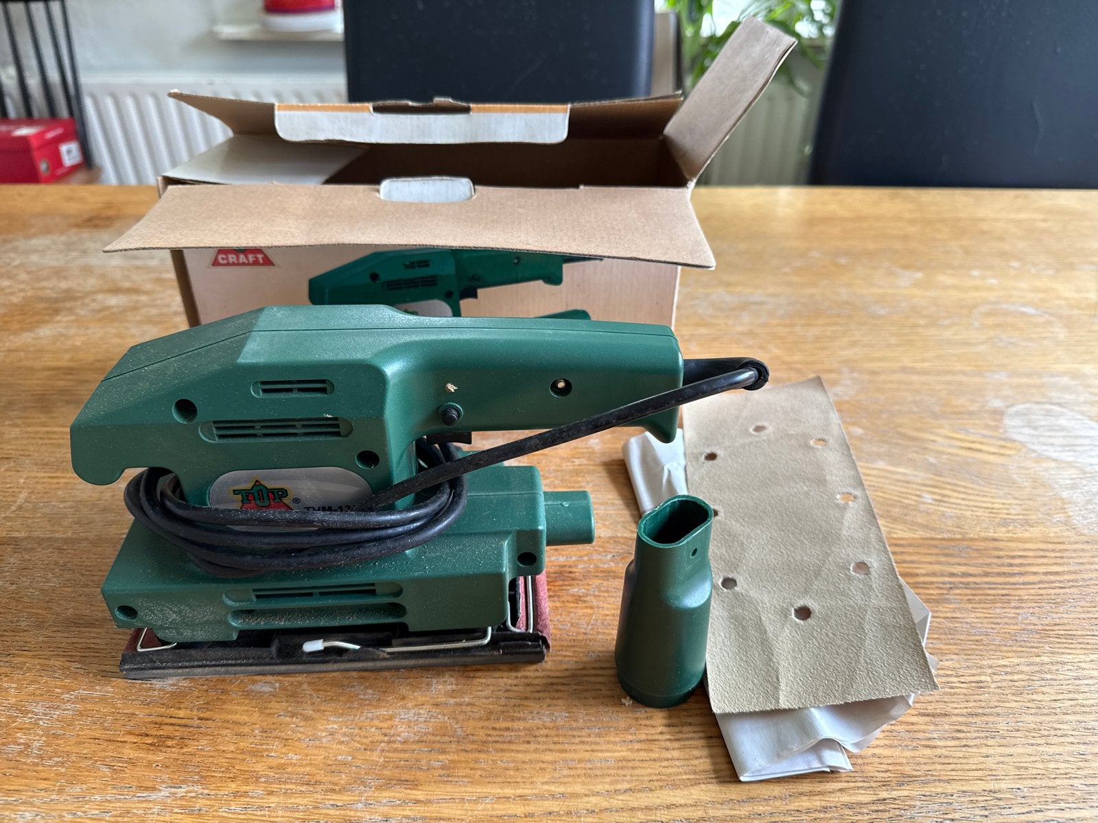 TOP CRAFT TVM-135 Vlakschuurmachine - Zo goed als nieuw, Doe-het-zelf en Verbouw, Ophalen of Verzenden, Zo goed als nieuw, Minder dan 600 watt