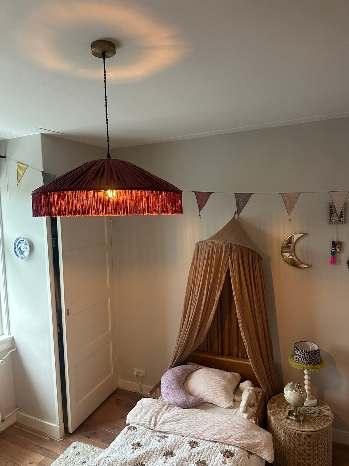 Bordeauxrode hanglamp met luipaardprint van Next, Ophalen, Zo goed als nieuw