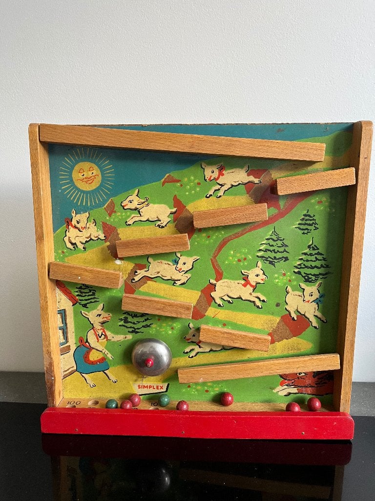 Oude knikkerbaan met De wolf en de 7 geitjes, Ophalen of Verzenden, Zo goed als nieuw