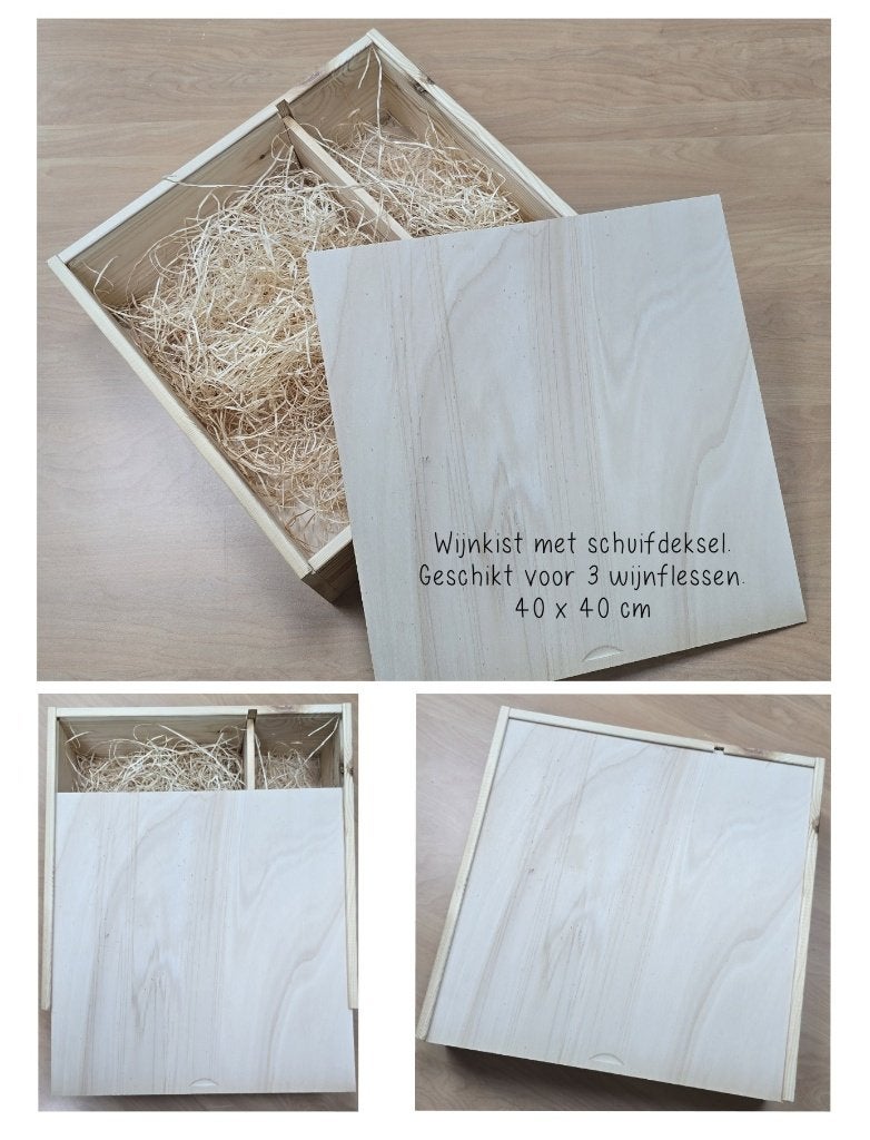 Houten wijnkisten voor 3 flessen wijn, Ophalen, Nieuw