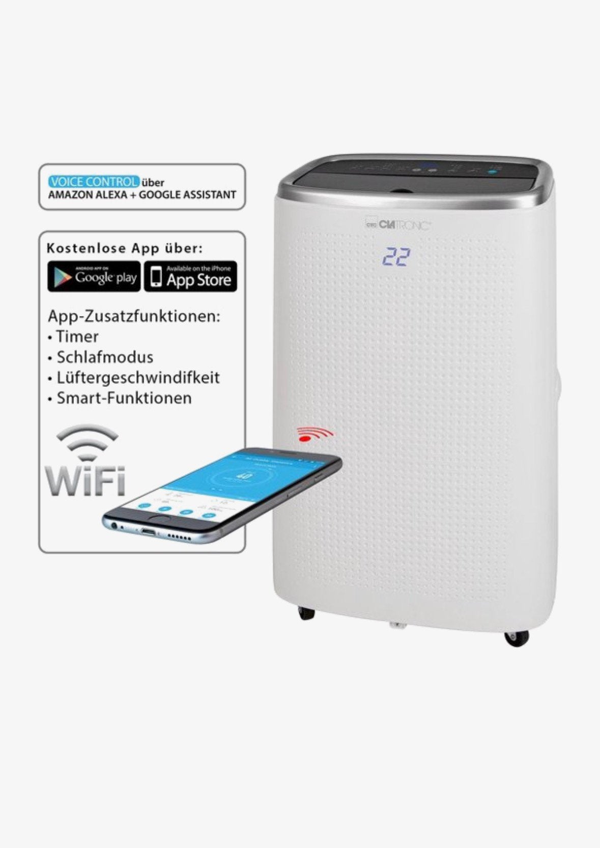 Mobiele airco - clatronic CL3750 - 12000 BTU, Witgoed en Apparatuur, Ophalen, Minder dan 60 m³, Timer, Nieuw