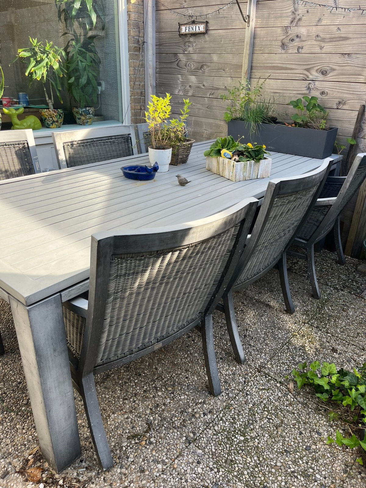 Tuintafel aluminium, Gebruikt, Eettafel, 6 zitplaatsen, Aluminium
