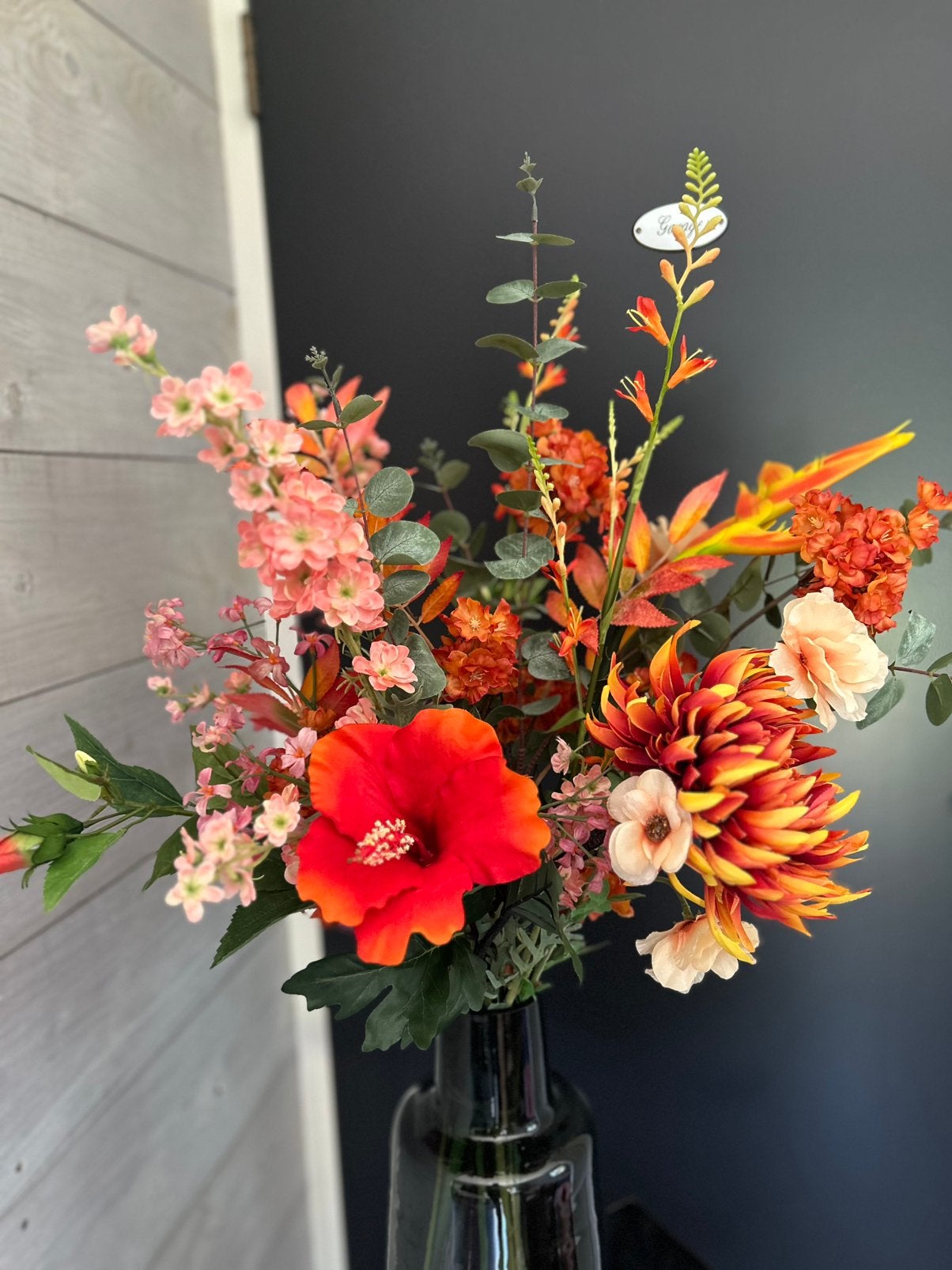 Zijden bloemen boeket najaar, Huis en Inrichting, Nieuw, Kunststof, 95 cm, Boeket