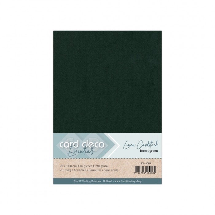 Card Deco linnenkarton A5 69 forest green 10 vellen 240 gram, Overige merken, Papier of Karton, ., Nieuw