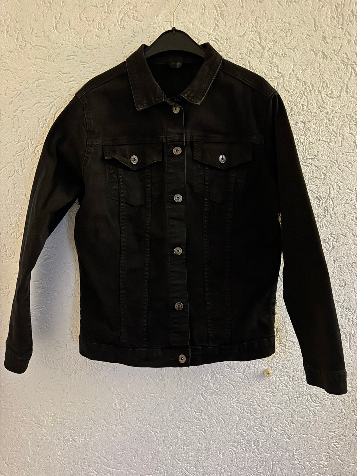 Zwart spijkerjasje met stretch maat L / XL, Ophalen of Verzenden, Zo goed als nieuw, Maat 42/44 (L), Zwart