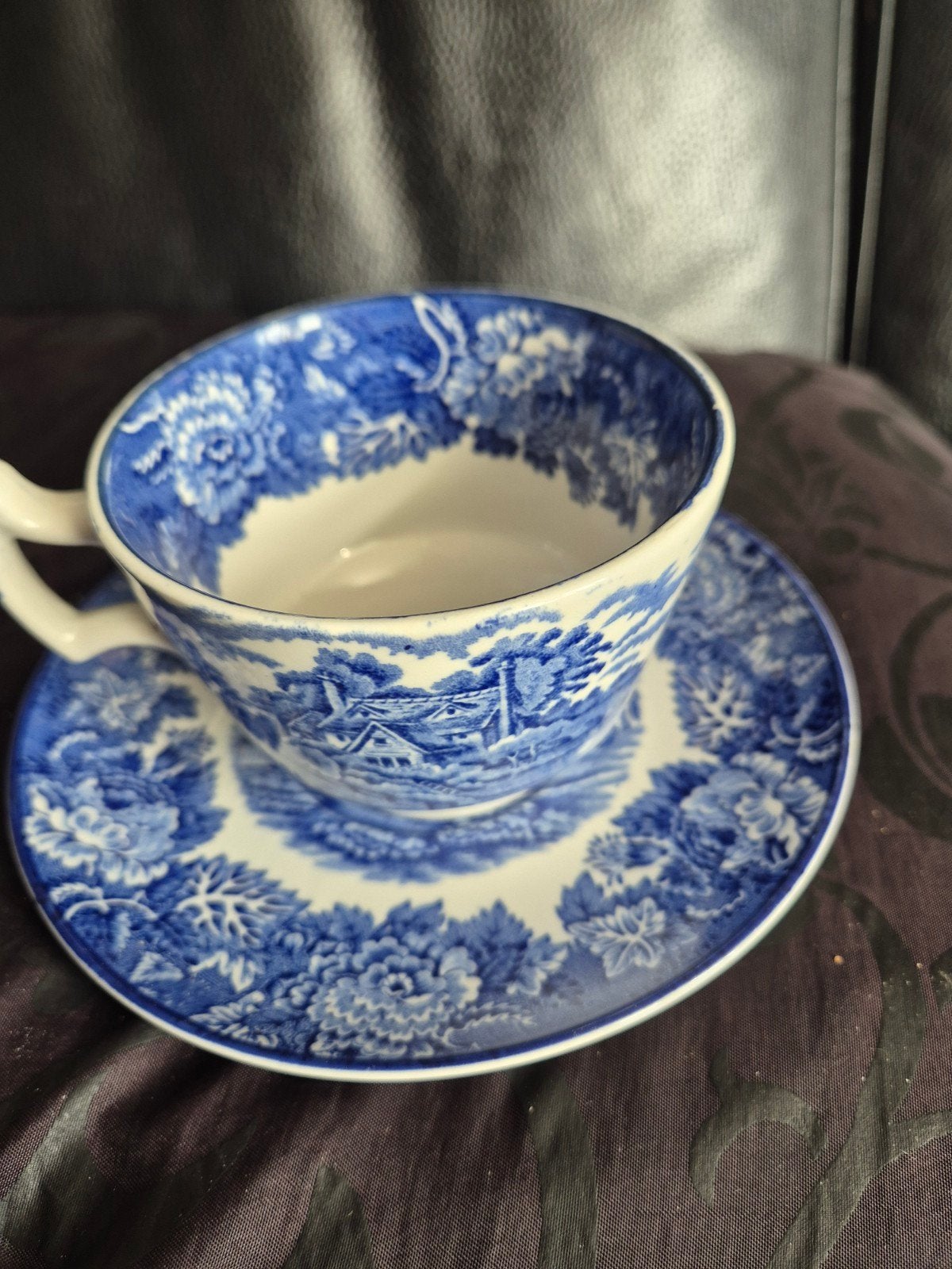 Antieke Woods Ware theekop en schotel - Engels tafereel, Antiek en Kunst, Ophalen of Verzenden