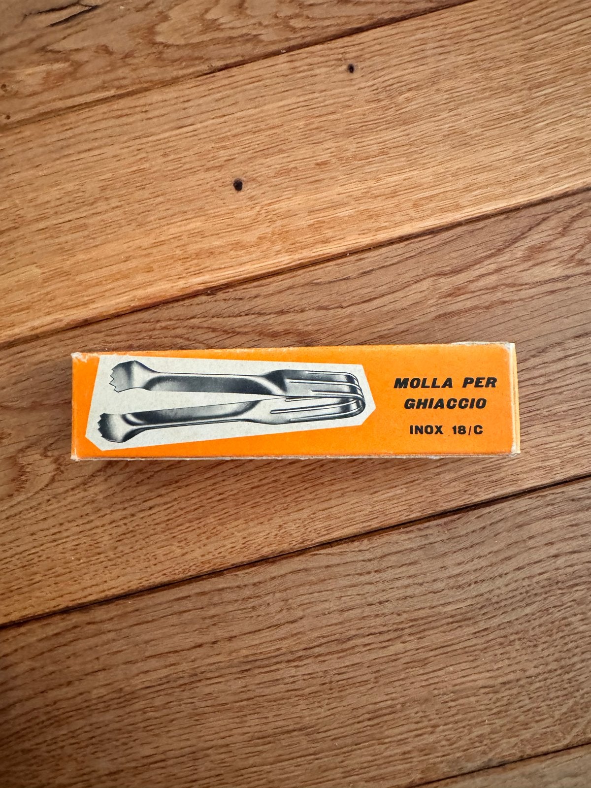 Vintage roestvrijstalen ijstang in originele doos, Ophalen