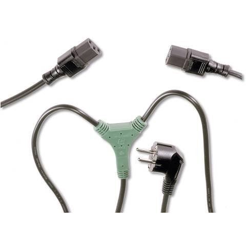 Euro plug naar 2x C13 - Y-splitter stroomkabel 1,7m zwart, Niet ingevuld, Niet ingevuld, Niet ingevuld