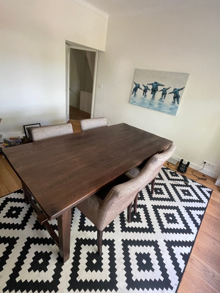 Eettafel met stoelen, Ophalen, Gebruikt, Eikenhout, 200 cm of meer