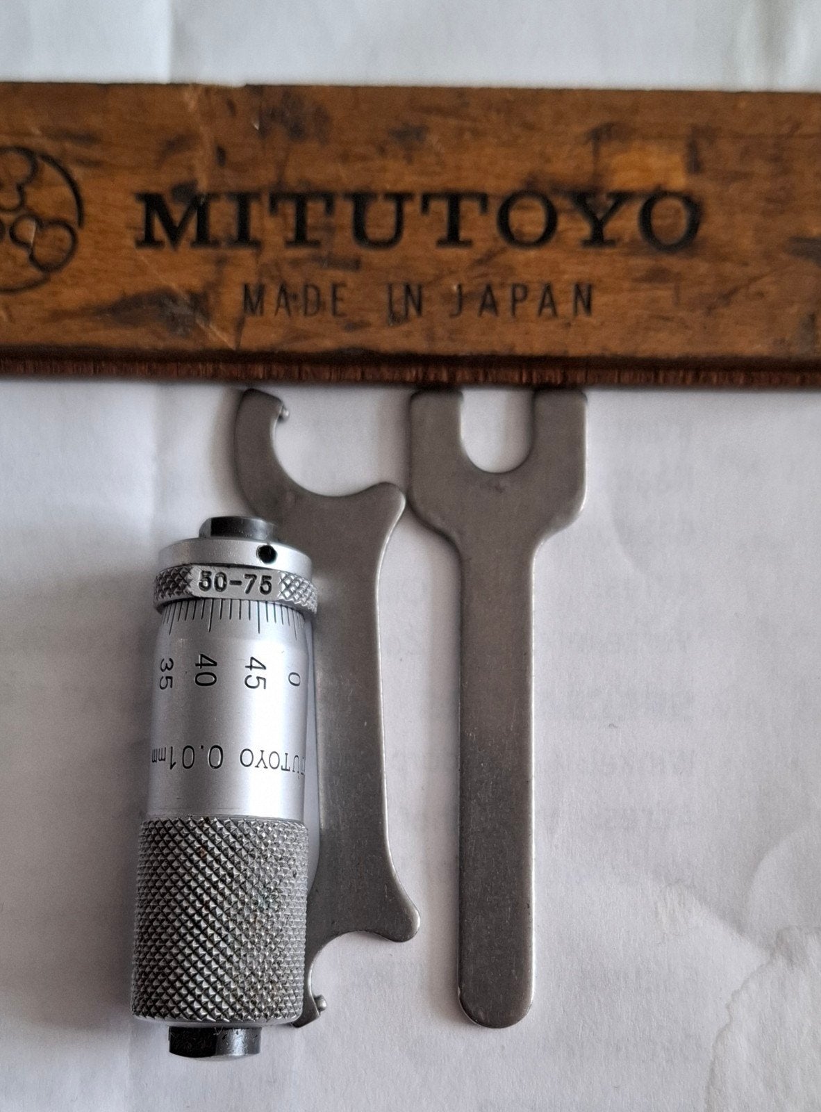 Mitutoyo Micrometerkop 50-75mm met sleutels, Ophalen of Verzenden, Zo goed als nieuw